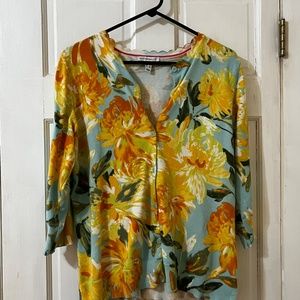 Isaac Mizrahi watercolor floral print cardigan - size large